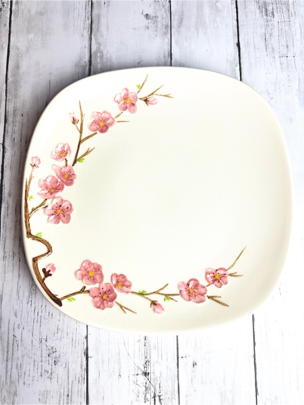 Vintage Metlox Poppytrail Peach Blossom 10.5” Square Dinner Plate Mid-Century